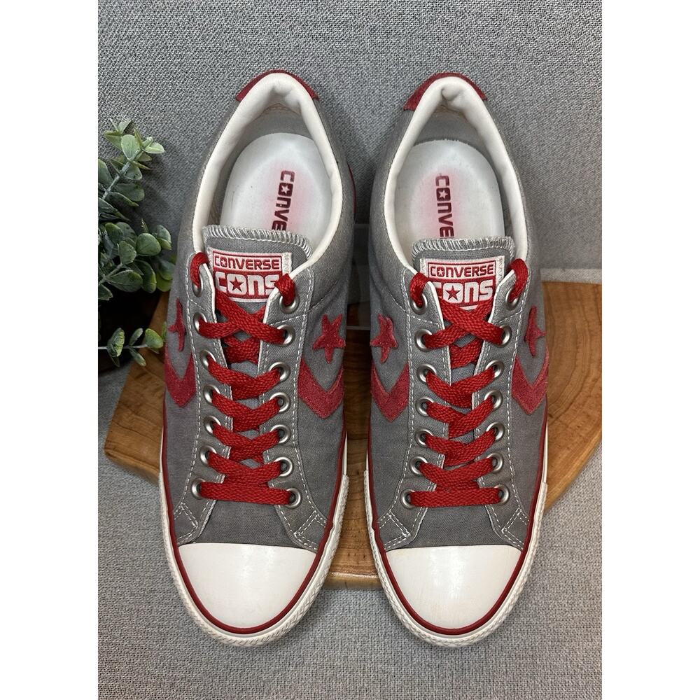 RARE Converse CONS Chuck Taylor Gray Red Suede 136940 Skateboarding Men9 Women11